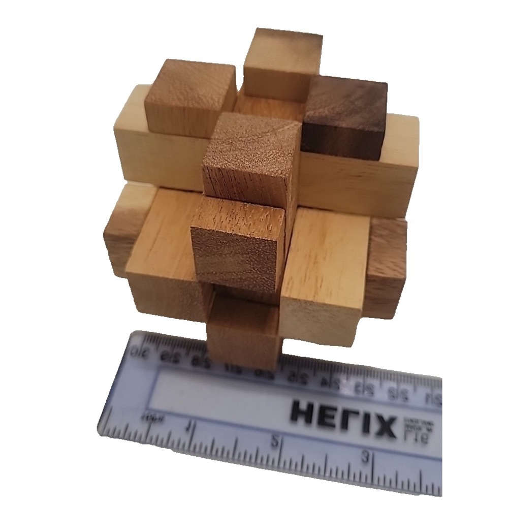 Wooden Interlocking Burr Puzzle 3D Brain Teaser Cube Hardwood Disentanglement IQ